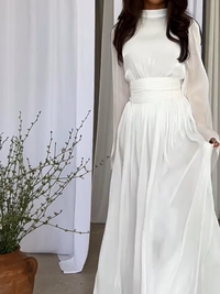 Elegant Maxi Dress with Bow Belt - Sarah