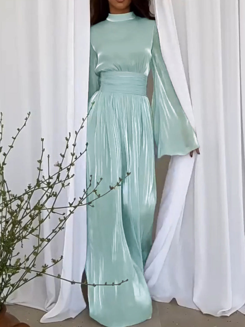 Elegant Maxi Dress with Bow Belt - Sarah