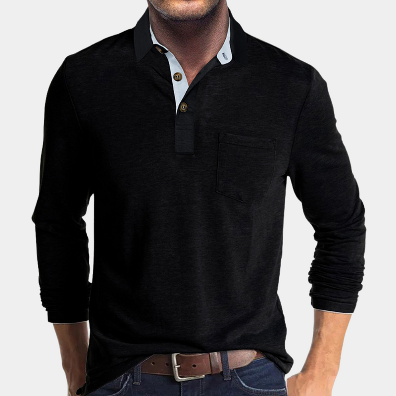 Men’s Long Sleeve Collared Shirt - Casual and Sophisticated Style - Oliver