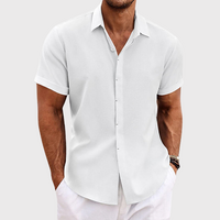 Men’s Short Sleeve Linen Shirt - Casual Summer Beachwear - Max