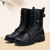 Fashionable Lace-Up Boots with Side Zipper – Charlotte