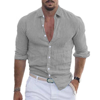 Men’s Solid Color Long Sleeve Shirt - Versatile and Stylish - Nathan