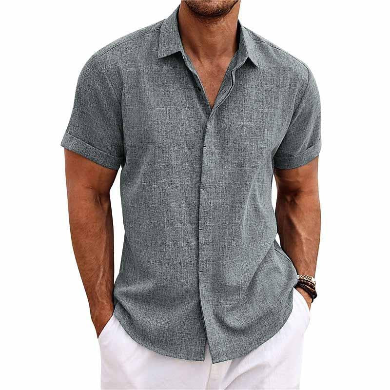 Men’s Cotton Linen Short Sleeve Shirt - Cool and Casual Style - Noah