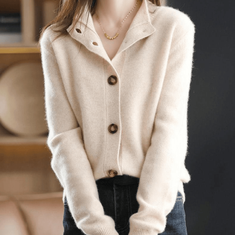 Women's Cashmere High Neck Knitted Cardigan – Sophia